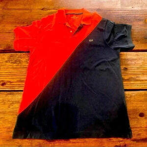 Vineyard Vines Classic Fit Polo Shirt Mens L Navy Blue Pink Diagonal Color Block